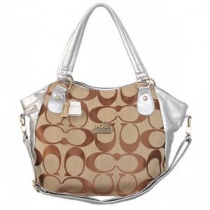 Coach Logo In Signature Small Silver Totes BKP