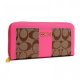 Coach Legacy Accordion Zip Large Pink Wallets ETM