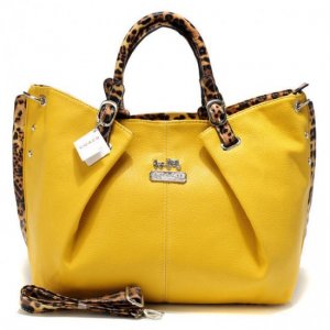 Coach Madison Leopard Large Yellow Satchels ACM