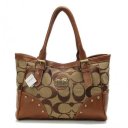 Coach Stud In Signature Medium Camel Satchels BUE