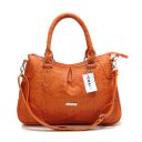 Coach Madison Embossed Medium Orange Satchels DEL