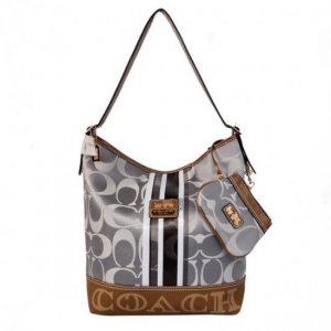 Coach In Signature Medium Grey Shoulder Bags AYJ