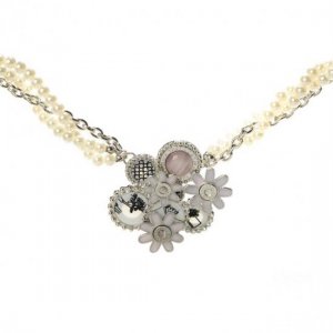 Coach Flower Pearl Silver Necklaces CZH