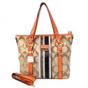 Coach Logo In Signature Medium Khaki Totes BEV