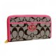 Coach Legacy Accordion Zip In Signature Large Pink Wallets EUW