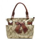 Coach Poppy Bowknot Signature Medium Khaki Totes AMZ