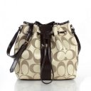 Coach Drawstring Medium Apricot Coffee Shoulder Bags FCA