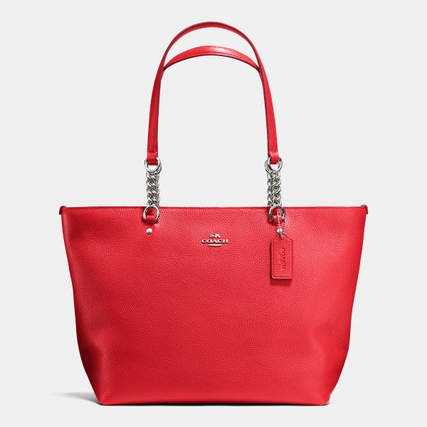 New Leather Coach Sophia Tote In Pebble Leather - Click Image to Close