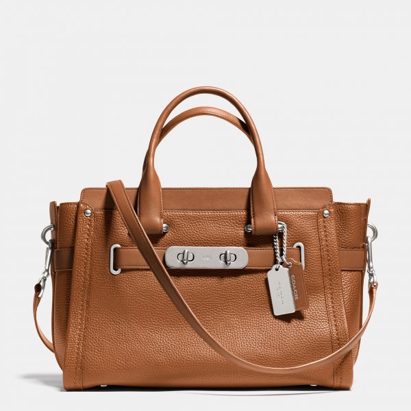 Fashion Women Real Coach Swagger Carryall In Pebble Leather - Click Image to Close