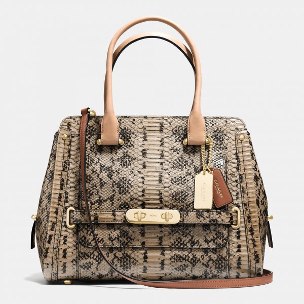 Luxury Elegant Coach Swagger Frame Satchel In Colorblock Exotic - Click Image to Close